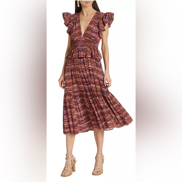 Ulla Johnson Bendetta Silk Midi-Dress NWT Size 4 color purple sapphire - Picture 5 of 5